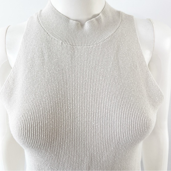 FRAME Women's Off White Rib Knit Sleeveless Tank Top Size L Silk Blend - Picture 2 of 7